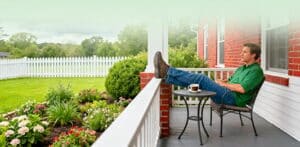 man overlooking native plants garden